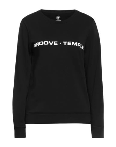Groove Temple Woman Sweatshirt Black Size L Organic Cotton, Recycled Polyester