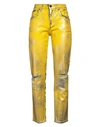 Dolce & Gabbana Yellow Leopard Cotton Straight Denim Jeans In Yellow