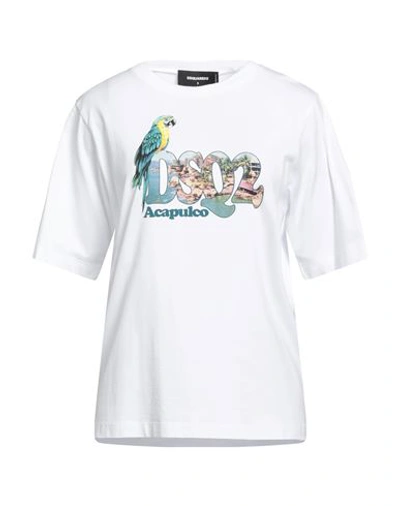 Dsquared2 Woman T-shirt White Size L Cotton