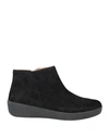 Fitflop Woman Ankle Boots Black Size 8.5 Soft Leather In Black