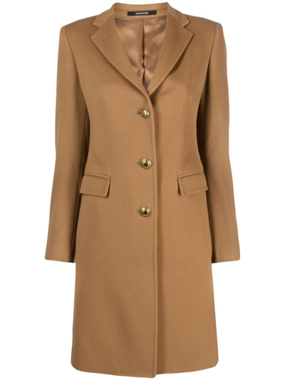 Tagliatore Single-breasted Virgin Wool-blend Coat In Brown