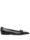 SERGIO ROSSI LOGO-PLAQUE POINTED-TOE BALLERINA SHOES