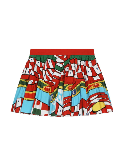 Dolce & Gabbana Carretto Print Cotton Poplin Mini Skirt In Multicolor