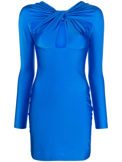 Coperni Twisted Cut-out Jersey Dress In Electric Blue