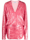 Shop Attico Gael Sequin-embellished Minidress In Pink