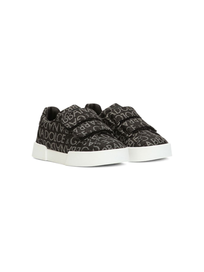 Dolce & Gabbana Kids' Portofino Low-top Trainers In Black