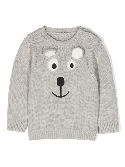 Stella Mccartney Babies' 嵌花针织棉毛衣 In Grey