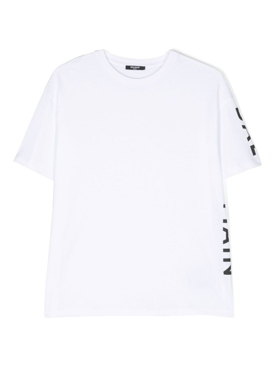 Balmain Kids' Logo-print Cotton T-shirt In White