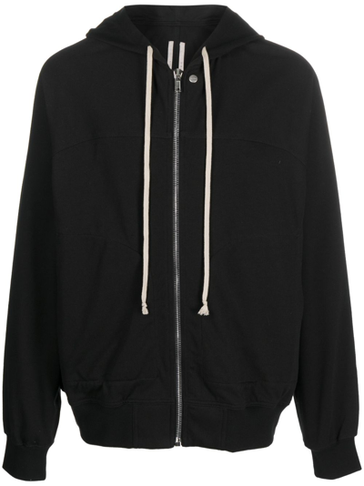 Rick Owens Zip-up Cotton Hoodie In Black