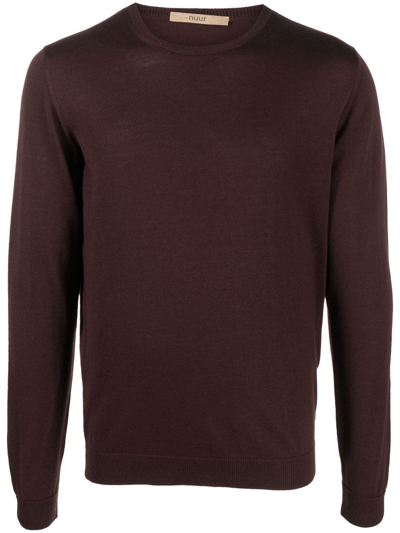 Nuur Long-sleeve Merino Wool Knit Jumper In Brown