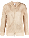 Eleventy Zip-up Knit Hooded Cardigan In Brown