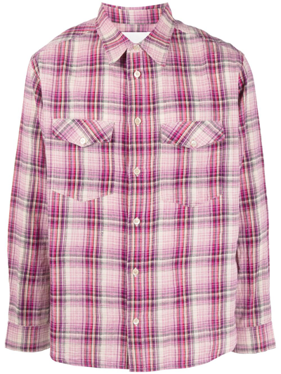 Marant Check-print Two-pocket Shirt In Pink