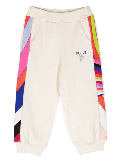 Pucci Junior Kids' Contrasting-stripe Detail Track Pants In Neutrals