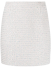 Alessandra Rich Sequin-embellished Tweed Miniskirt In Blue