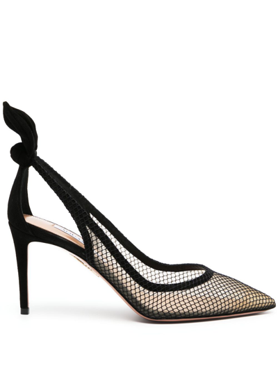 Aquazzura 85mm Mesh-panelled Pumps In Black