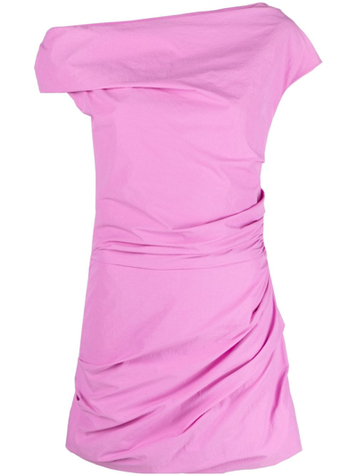 Paris Georgia Remmy Asymmetric Cotton Poplin Mini Dress In Pink