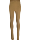 Wardrobe.nyc Ankle-zip High-waist Leggings In Brown