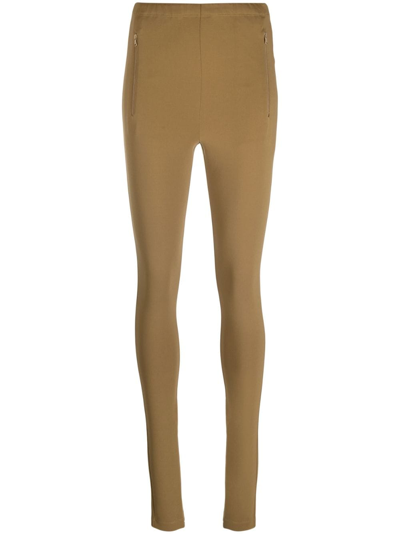 Wardrobe.nyc Ankle-zip High-waist Leggings In Brown