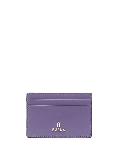 Furla Small Camelia Leather Card Case In Purple