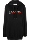 Lanvin Oversized Embroidered Curb Hoodie In Black