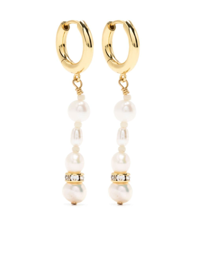 Anni Lu Pearl Hoop Earrings In Gold