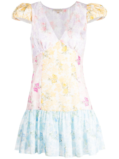 Loveshackfancy Russ Floral-print Silk-satin Mini Dress In Multi