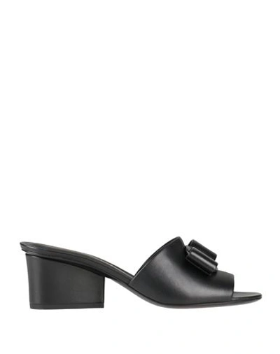 Ferragamo Woman Sandals Black Size 10 Lambskin