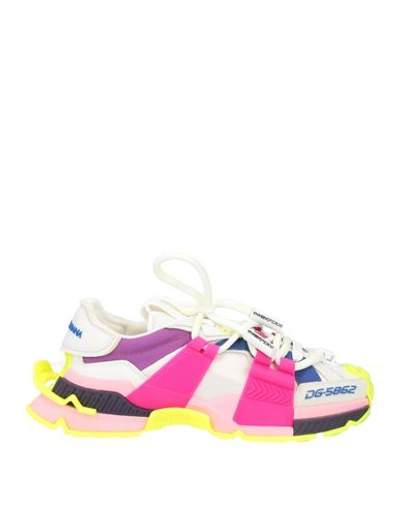 Dolce & Gabbana Woman Sneakers White Size 7.5 Polyamide, Polyester, Calfskin, Viscose, Elastane