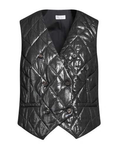 Brunello Cucinelli Woman Vest Steel Grey Size M Polyester, Wool