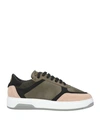 Pollini Man Sneakers Military Green Size 12 Soft Leather In Green