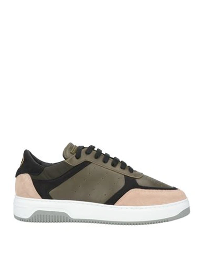 Pollini Man Sneakers Military Green Size 12 Soft Leather
