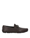 Ferragamo Geained Leather Mocassins In Brown