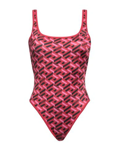 Versace Woman One-piece Swimsuit Red Size 6 Polyester, Elastane