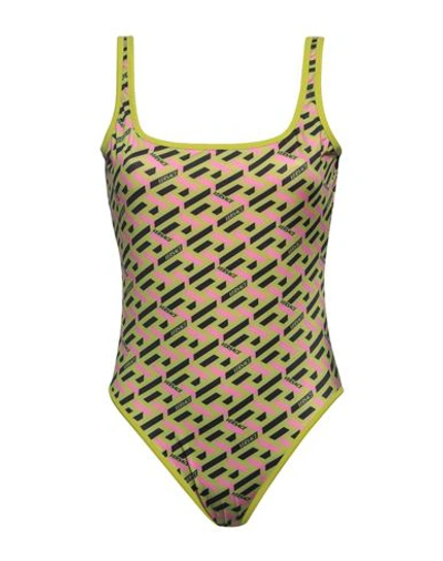 Versace Woman One-piece Swimsuit Military Green Size 2 Polyester, Elastane