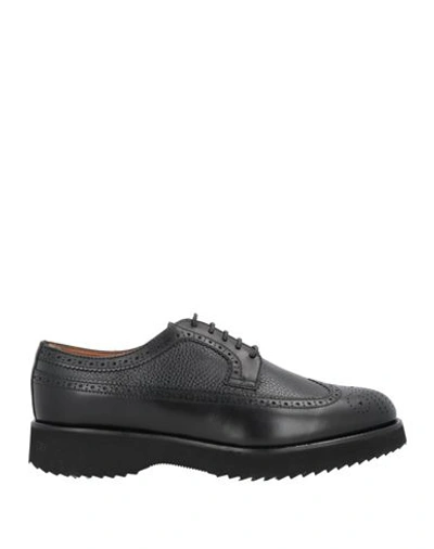 Doucal's Man Lace-up Shoes Black Size 10.5 Calfskin