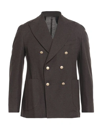 Barba Napoli Man Suit Jacket Dark Brown Size 44 Cotton