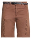 Displaj Man Denim Shorts Brown Size 30 Cotton, Elastane