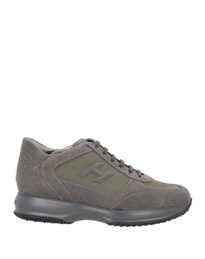 Hogan Man Sneakers Grey Size 9 Soft Leather, Textile Fibers