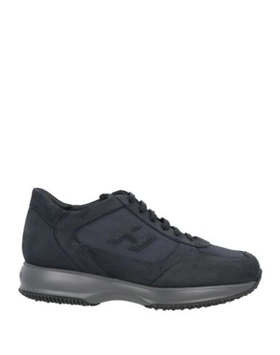 Hogan Man Sneakers Midnight Blue Size 6 Soft Leather, Textile Fibers
