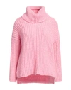 Aragona Woman Turtleneck Pink Size 2 Baby Alpaca Wool, Merino Wool, Polyamide