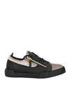 Giuseppe Zanotti Man Sneakers Taupe Size 7 Soft Leather, Textile Fibers In Grey