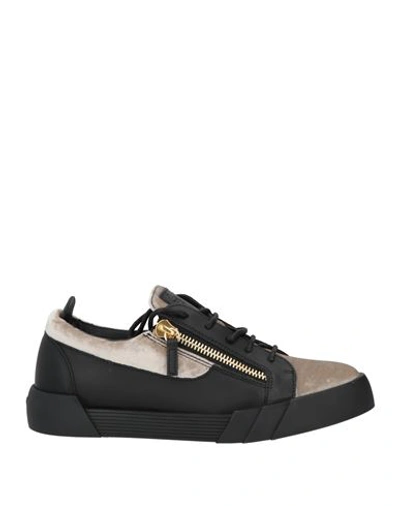 Giuseppe Zanotti Man Sneakers Taupe Size 7 Soft Leather, Textile Fibers In Grey