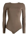 Maison Margiela Woman Bodysuit Khaki Size 4 Viscose, Elastane In Beige