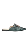 Giulia Neri Woman Mules & Clogs Dark Green Size 6 Textile Fibers