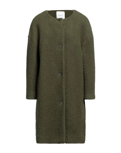 Max Mara Woman Overcoat Military Green Size L Polyester, Wool