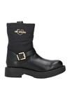LOVE MOSCHINO LOVE MOSCHINO WOMAN ANKLE BOOTS BLACK SIZE 6 CALFSKIN, TEXTILE FIBERS