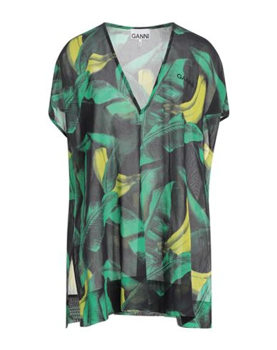 Ganni Woman Top Green Size Xxs/xs Cotton