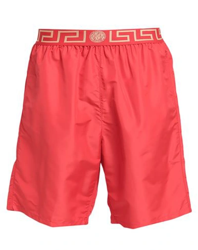 Versace Man Beach Shorts And Pants Red Size 32 Polyester, Elastane, Polyamide