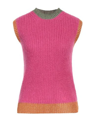 Valentino Garavani Woman Sweater Fuchsia Size Xl Mohair Wool, Polyamide, Wool In Pink