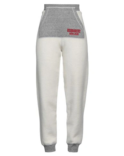 Dsquared2 Woman Pants Grey Size L Cotton, Lyocell